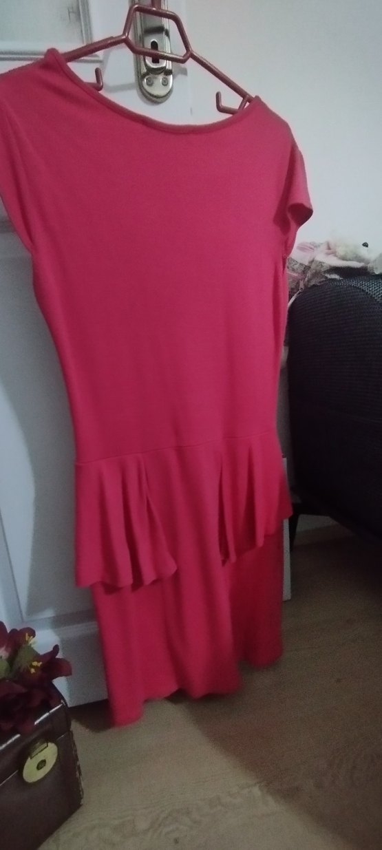 Nar Çiçeği Midi Elbise Fırfırlı - Görsel 2