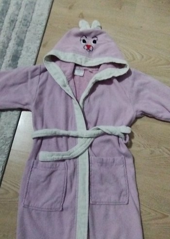 Kapüşonlu Mor Çocuk Bornoz(4-7 yaş arası) - Görsel 2