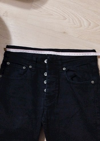 Düğmeli Siyah Skinny Denim Pantolon - Görsel 3