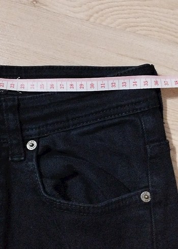 Düğmeli Siyah Skinny Denim Pantolon - Görsel 4