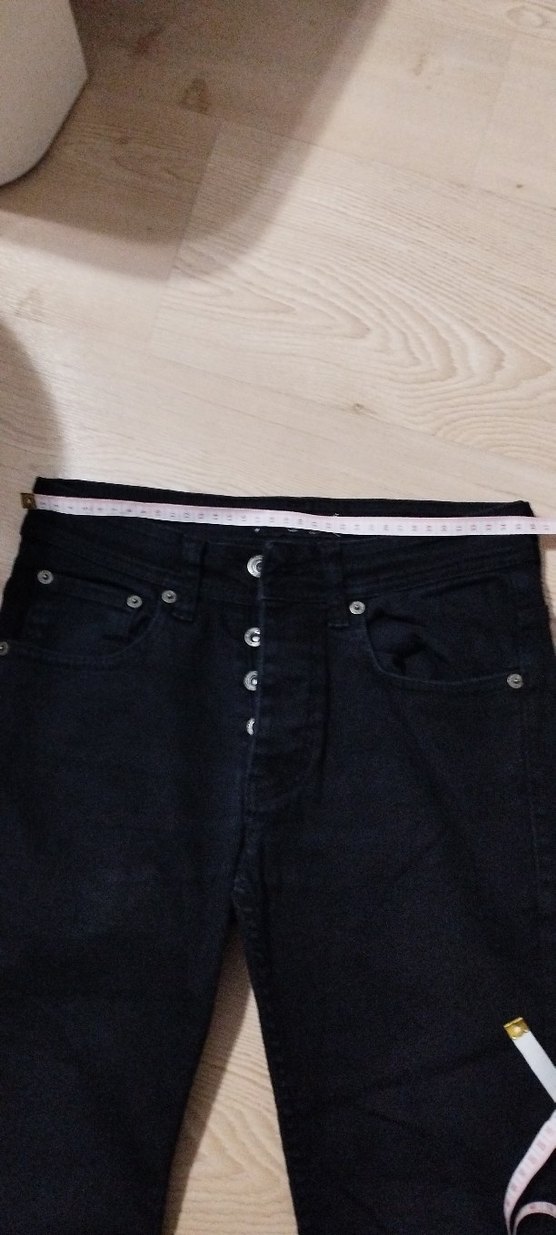 Düğmeli Siyah Skinny Denim Pantolon - Görsel 3