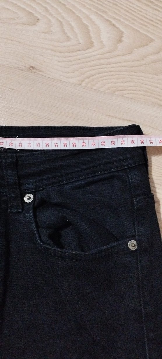 Düğmeli Siyah Skinny Denim Pantolon - Görsel 4