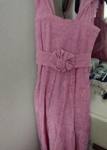 Pembe Vintage Bohem Uzun Elbise - Görsel 2