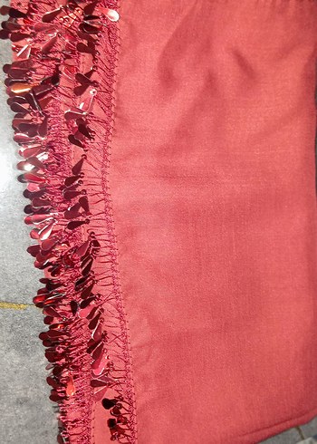 Püsküllü Bordo Kadın Şal - Görsel 4