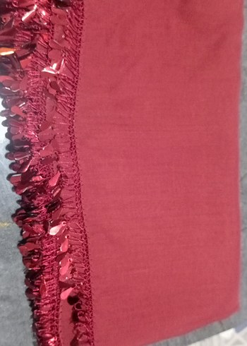 Püsküllü Bordo Kadın Şal - Görsel 2