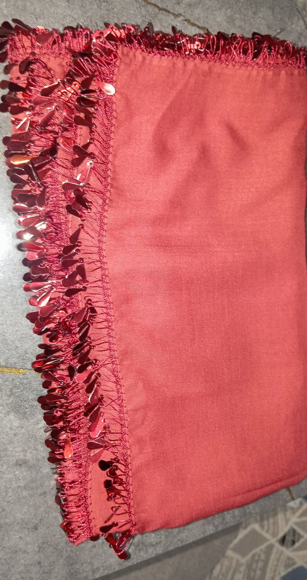 Püsküllü Bordo Kadın Şal - Görsel 4