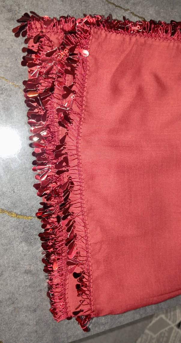 Püsküllü Bordo Kadın Şal - Görsel 3