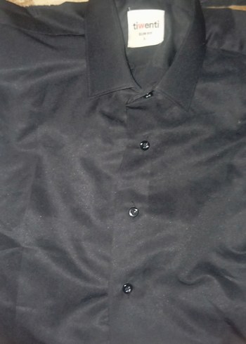 Düğmeli uzun kollu Siyah Erkek Gömlek - Görsel 2