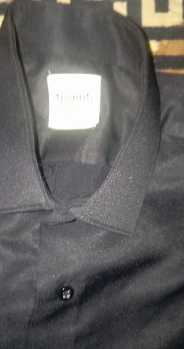 Düğmeli uzun kollu Siyah Erkek Gömlek - Görsel 3