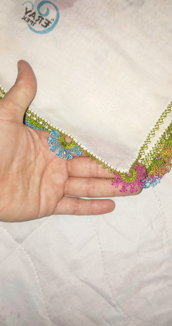 iğne oyası 4 Kenarlı Çok Renkli Kadın yazma - Görsel 5