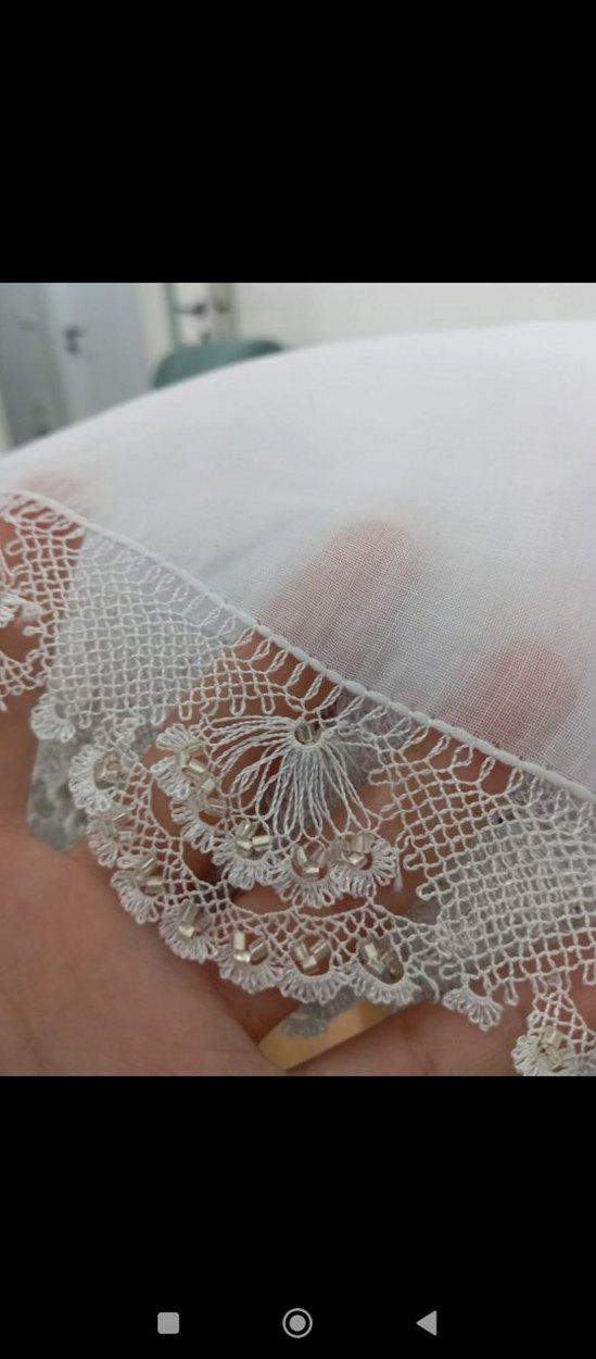 Beyaz iğne oyası tülbent - Görsel 2