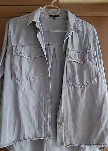 Gri mavi arası Denim Kadın Gömlek