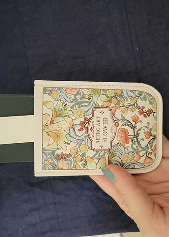 Bej Baskılı Vintage Kadın Cüzdanı-Kartlık - Görsel 3