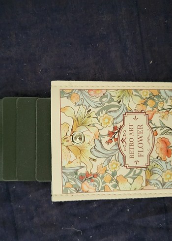 Bej Baskılı Vintage Kadın Cüzdanı-Kartlık - Görsel 2