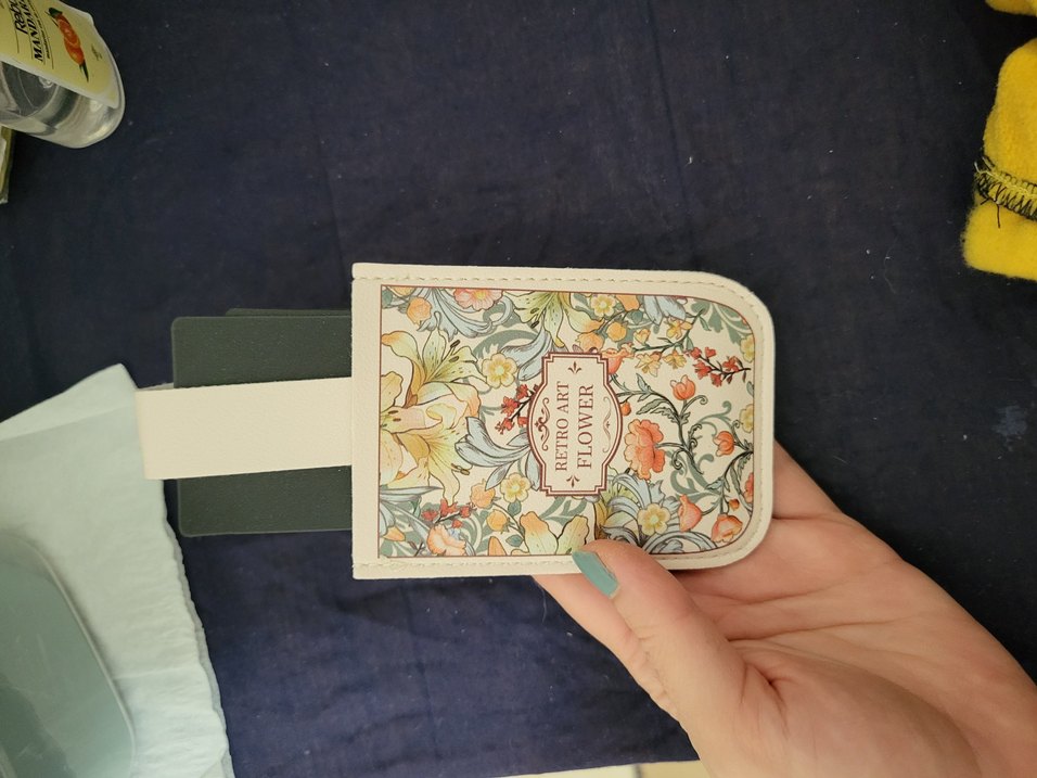 Bej Baskılı Vintage Kadın Cüzdanı-Kartlık - Görsel 3