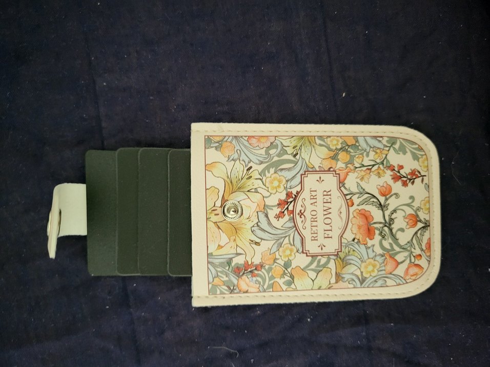 Bej Baskılı Vintage Kadın Cüzdanı-Kartlık - Görsel 2