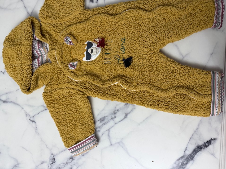 Kahverengi Nakışlı Bebek Tulumu - Görsel 2