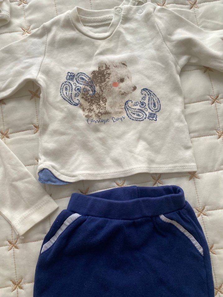 Bebek Erkek Pamuklu Uzun Kollu Örme hastane çıkış seti - Görsel 3