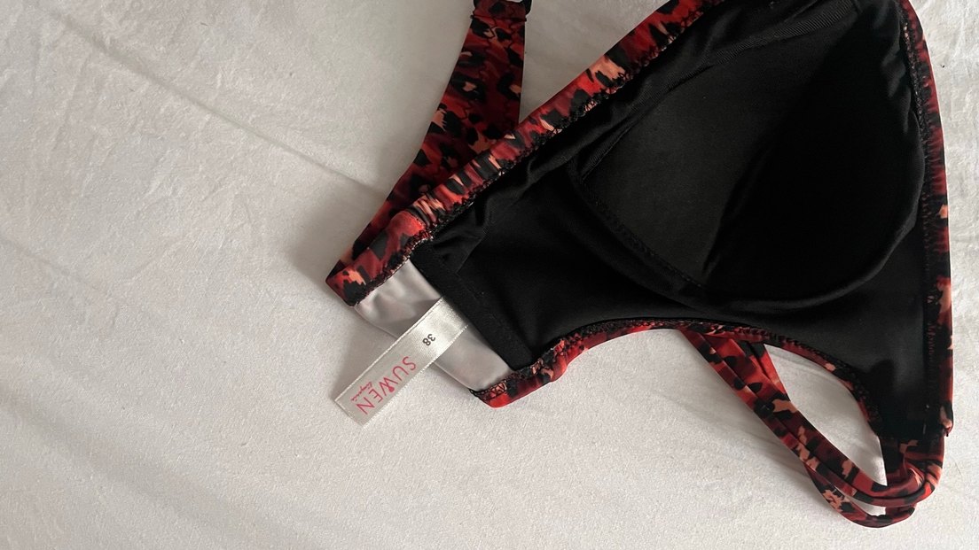 Koyu Bordo Bağlama Desenli Bohem Spor Sütyen - Görsel 3