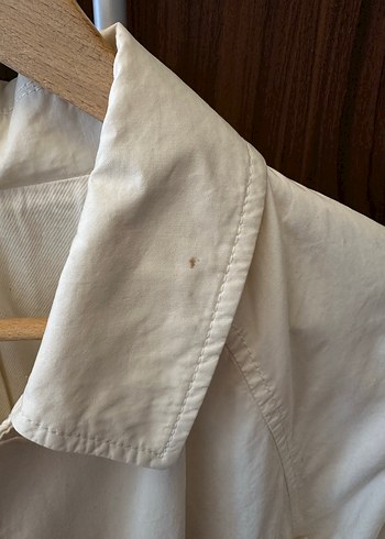 Zara Orjinal Düğmeli Beyaz Midi Keten Trençkot erkek - Görsel 6