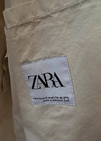 Zara Orjinal Düğmeli Beyaz Midi Keten Trençkot erkek - Görsel 3