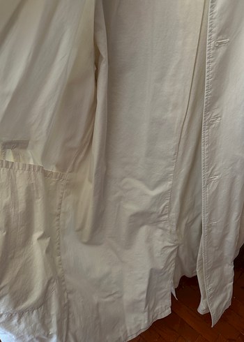 Zara Orjinal Düğmeli Beyaz Midi Keten Trençkot erkek - Görsel 5