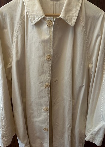 Zara Orjinal Düğmeli Beyaz Midi Keten Trençkot erkek - Görsel 2