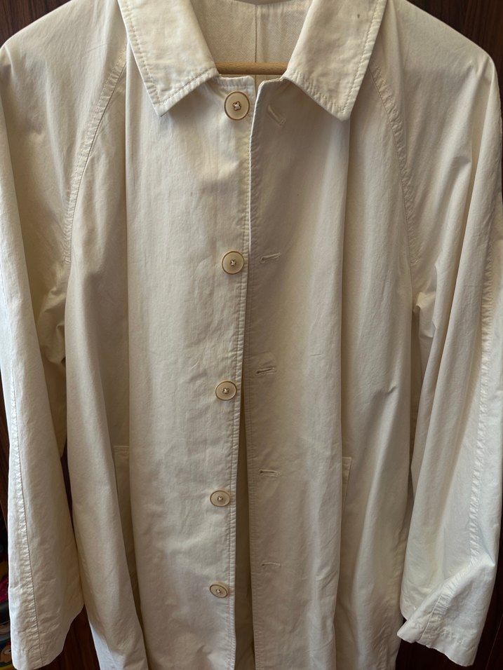 Zara Orjinal Düğmeli Beyaz Midi Keten Trençkot erkek - Görsel 2