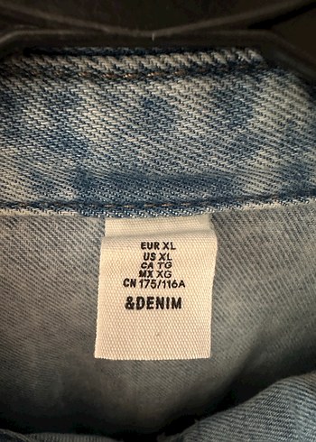 H&M Orjinal Gri Uzun Denim Kadın Ceket - Görsel 5