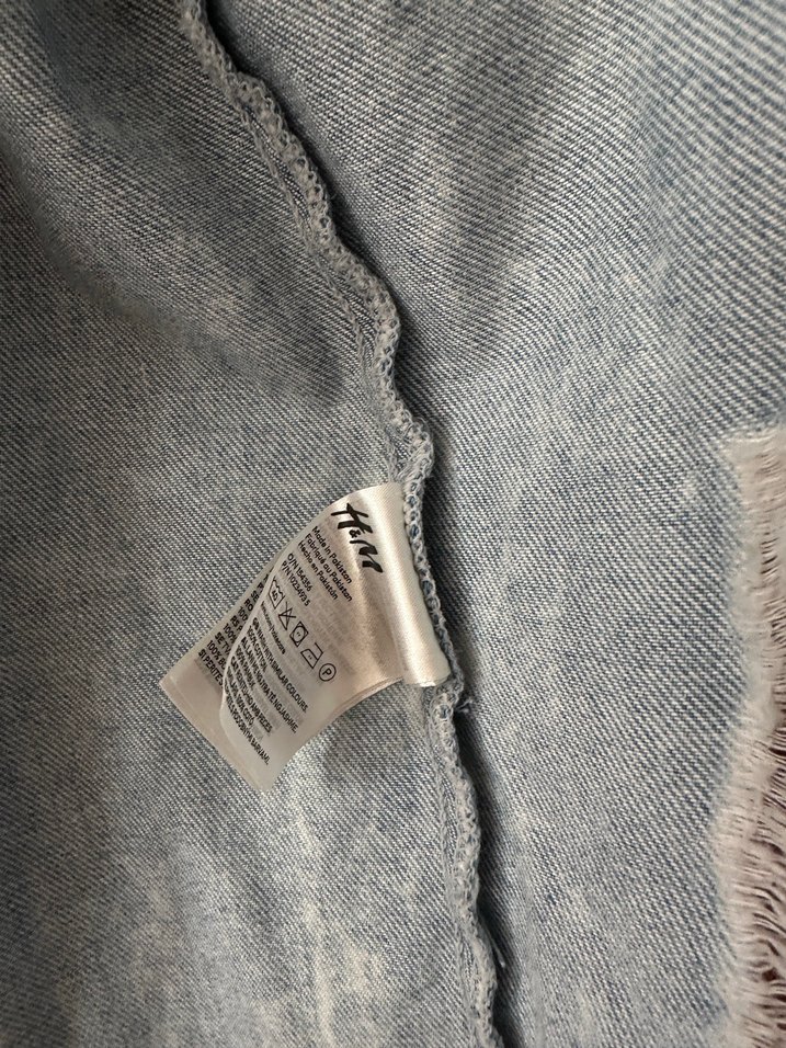H&M Orjinal Gri Uzun Denim Kadın Ceket - Görsel 4