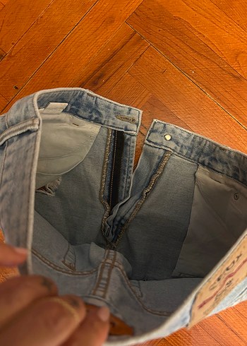 Diğer Düğmeli Bej Mini Kadın Jean Şort