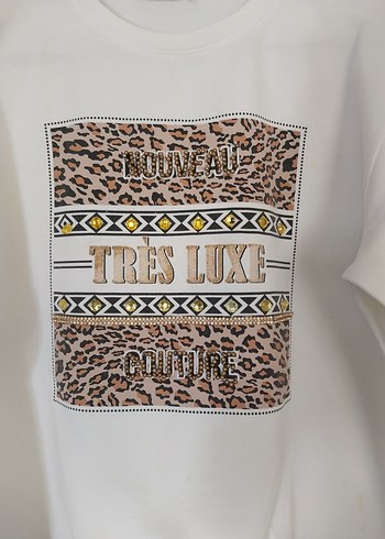 Kadın Beyaz Payetli Baskılı Sweatshirt - Görsel 2