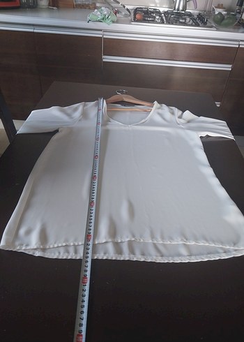 V Yaka Beyaz Bohem Uzun Kollu Bluz - Görsel 6