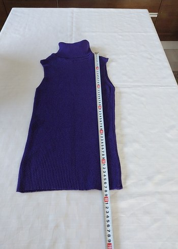 Mor Balıkçı Yaka Kolsuz Triko Süveter - Görsel 3