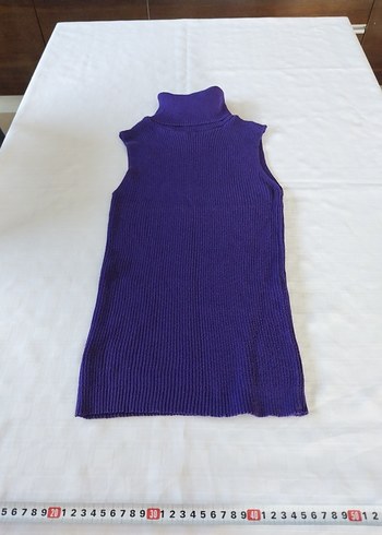 Mor Balıkçı Yaka Kolsuz Triko Süveter - Görsel 2