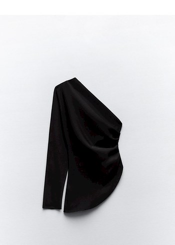 Siyah Drapeli Yüksek Yakalı Kadın Bluz - Görsel 2