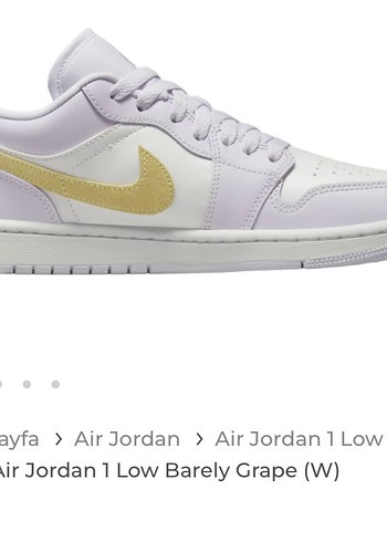 Air Jordan 1 Low Barely Grape Beyaz Kadın Spor Ayakkabı