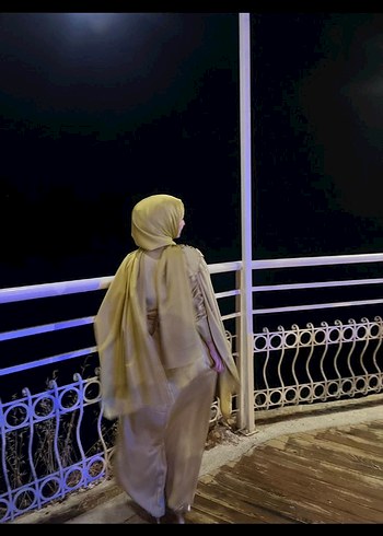s Beden haki Renk Nakışlı Drapeli Uzun Kadın Elbise