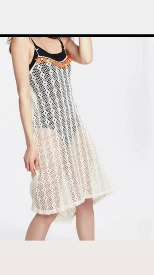 TWIST Dantel Detaylı Bej Bohem PLAJ ELBISESI - Görsel 3