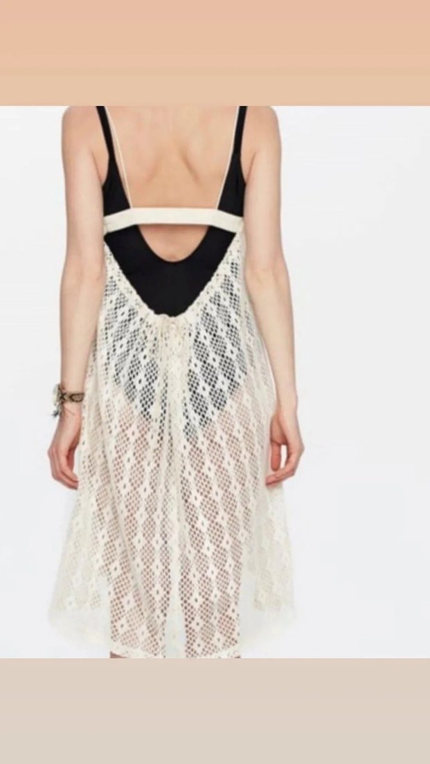 TWIST Dantel Detaylı Bej Bohem PLAJ ELBISESI - Görsel 5