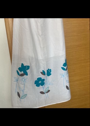 Turkuaz Nakışlı Straplez Uzun Bohem Elbise - Görsel 4