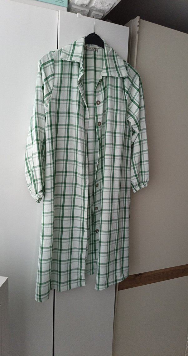 Düğmeli Ekose Uzun Kollu Kadın Gömlek - Görsel 3