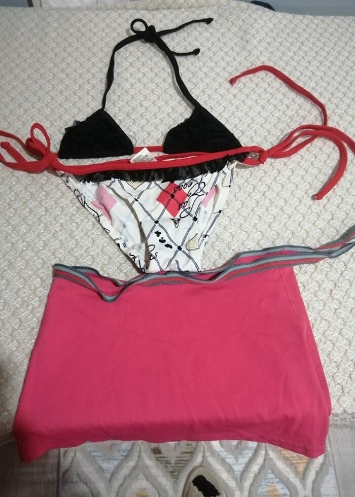 Çocuk bikini 3 lü takım fırfırlı model - Görsel 3