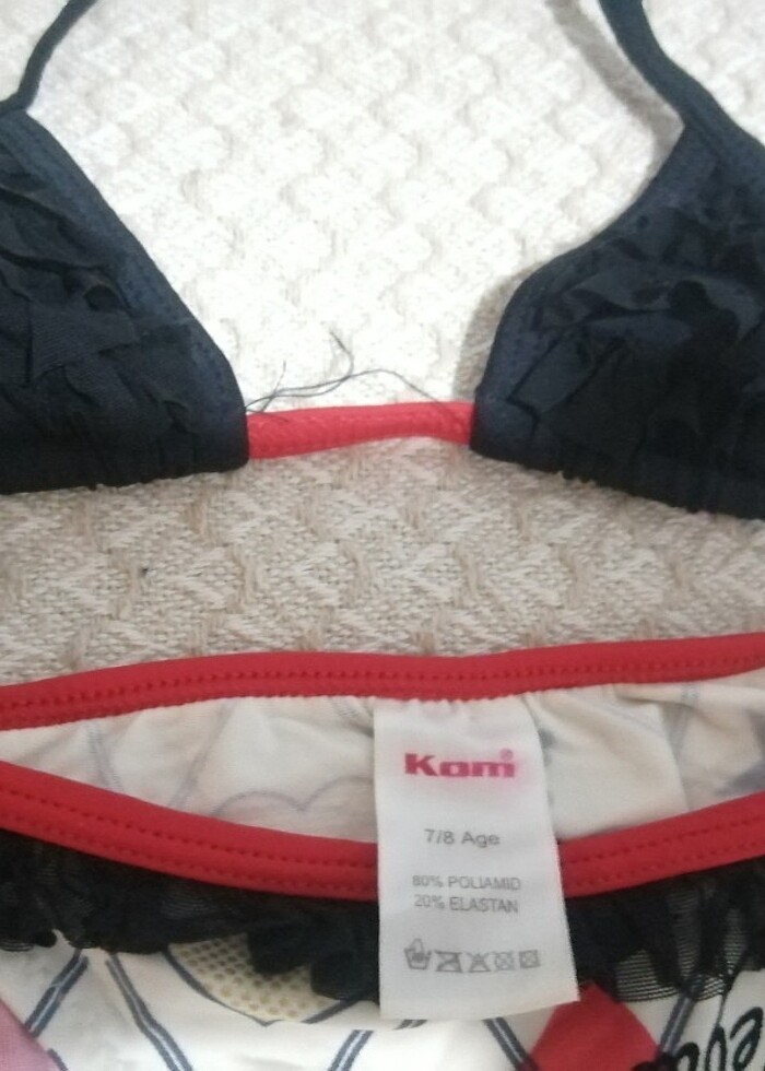 Çocuk bikini 3 lü takım fırfırlı model - Görsel 4