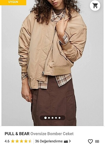 l Beden ten rengi Renk Oversize Bomber Ceket