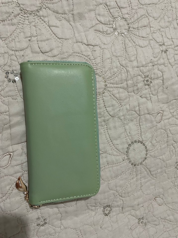 Fermuarlı Kadın Deri El Cüzdanı - Pastel Haki - Görsel 2