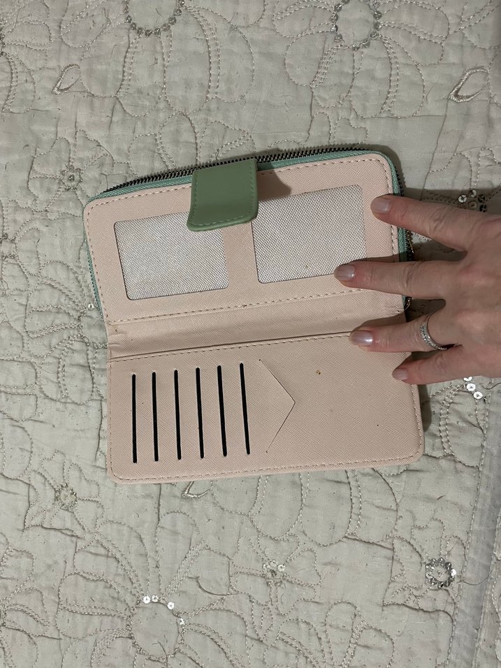 Fermuarlı Kadın Deri El Cüzdanı - Pastel Haki - Görsel 4