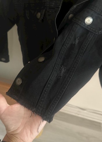 LC Waikiki Düğmeli Siyah kiz cocuk Kot Ceket