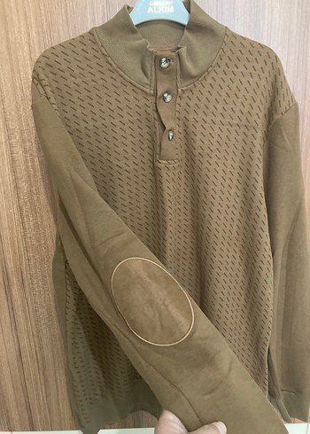 Düğmeli Kahverengi Erkek Triko Sweatshirt - Görsel 2
