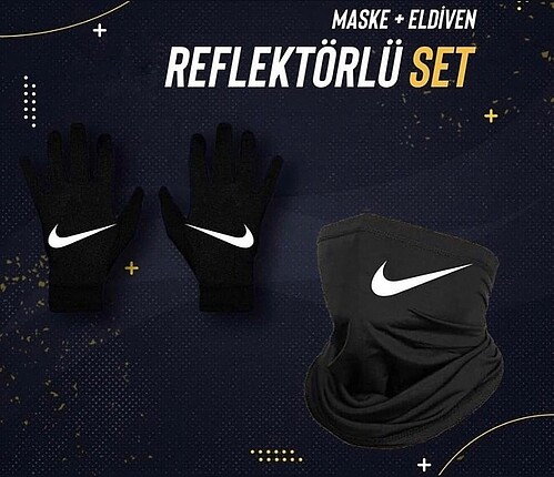 Nike Reflektörlü Eldiven + Boyunluk Seti